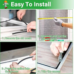 Window Screen Replacement Kit 48 Inch X 66 Feet Durable High Hardness Nanofibers Roll Screen Mesh Window Screen Repair Kit Black for Any Door and Window