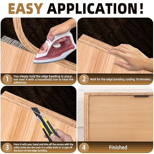 GSCIT Club Red Oak Edge Banding, 1 inch x 100ft roll of Veneer Edge Banding Pre-glued Flexible, Real Wood Tape Banding for Cabinet Repair Furniture Restoration, ZYKJ-1-100-RedOak