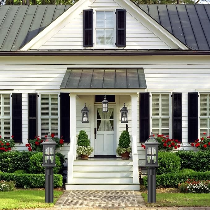 Darkaway Outdoor Post Lights Lamp Posts Outdoor Lighting, Waterproof Aluminum Post Lights Exterior Light Fixtures with Glass,Fence Pole Lights for Porch Yard Patio Garage