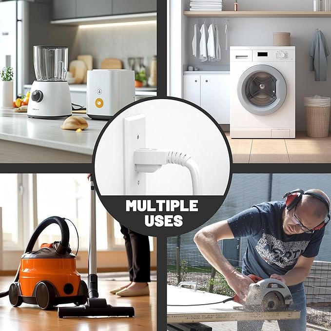 16/3 White Indoor Outdoor Extension Cord 10 Ft 2 Pack Waterproof, Heavy Duty Extension Cord with 3 Prong Grounded Plug,13A 1625W 16AWG SJTW, Flexible Weatherproof Power Cable