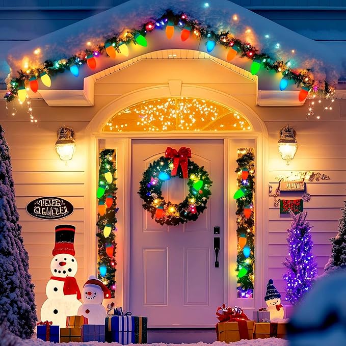 25 Pack C9 Multicolor Christmas Light Bulbs, C9 Multicolor Replacement Bulbs for Outdoor Patio Christmas String Lights, 7W Incandescent Night Light Bulbs, C9/E17 Intermediate Base Bulb,120V 7W bulb