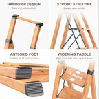 GameGem 6 Step Ladder for 12ft High Ceiling, Lightweight Aluminum Folding Step Stool with Convenient Handgrip, Stepladders with Anti-Slip and Wide Pedal for Home and Kitchen Use - Woodgrain (300 lbs)