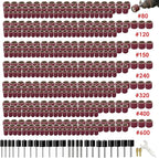 552 Pcs Sanding Drum Set, 504 Pcs 80 120 150 240 320 400 600 Grit Drum Sander Sleeves and 24 Pcs Drum Mandrels,2 Pcs Self-Tightening Drill Chuck and Combination Wrench for Rotary Tool