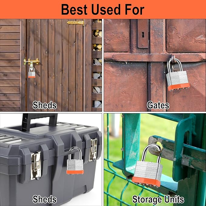 12pcs Solid Keyed Alike Padlock with 24 Same Keys & Short Hardened Shackle -Resist Cutting, Gym Locker Lock with Key, Storage Pad Lock for Locker Gym Gate Outdoor Use (Short)