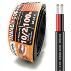 National Wire&Cable - 10/2 Tinned Copper Professional Wire (100 Feet) 10 AWG Gauge Stranded PVC Cord - 2 Conductor Electrical Wire - Made in USA - CL Rated/ETL Listed - Automotive, Low Voltage Cable