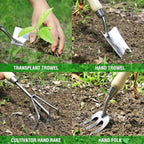 WORKPRO Garden Tools Set, 8 Piece, Stainless Steel Heavy Duty Gardening Tools with Wooden Handle, Including Garden Tote, Gloves, Trowel, Hand Weeder, Cultivator and More-Gardening Gifts For Women Men