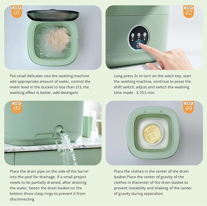 Portable Washing Machine, Mini Washer, 16L Upgraded with Spin Basket Laundry Machine, Foldable Design Ideal for Apartment, Home and Hotel, portable washer 3 Cleaning Modes Suitable for Small Clothes