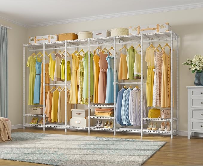 VIPEK V60 Extra Large Clothes Rack Portable Closet Rack Freestanding Wardrobe Heavy Duty Garment Rack Metal Closet for Hanging Clothes, Bedroom Storage Organizer, Max Load 1620lbs, White