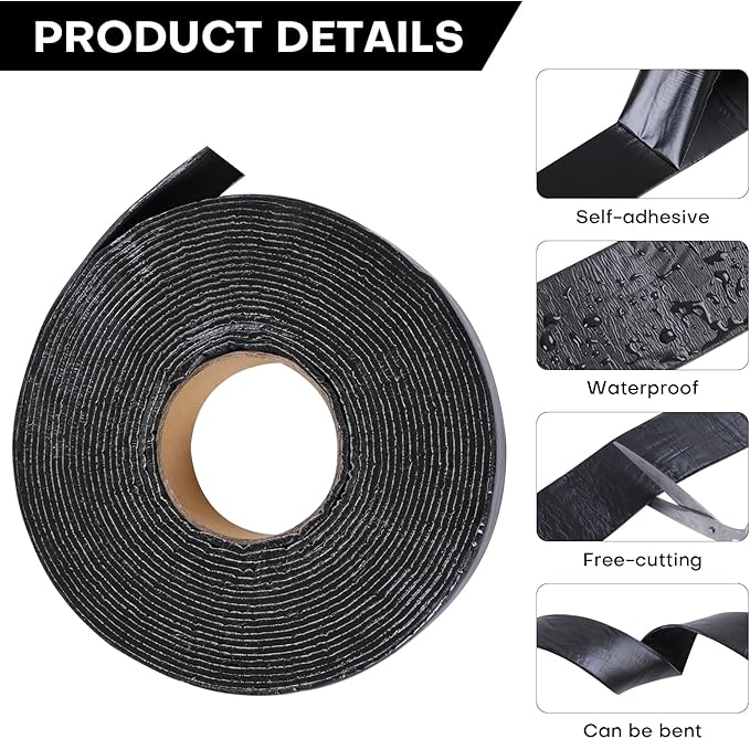 Boshen 2 Rolls 1.57in x 33 FT Asphalt Crack Tape Self-Adhesive Asphalt Crack Filler Asphalt Joint Repair for Driveway Parking Lot Roof Asphalt Cement Road(3mm Thick), No Torch Required