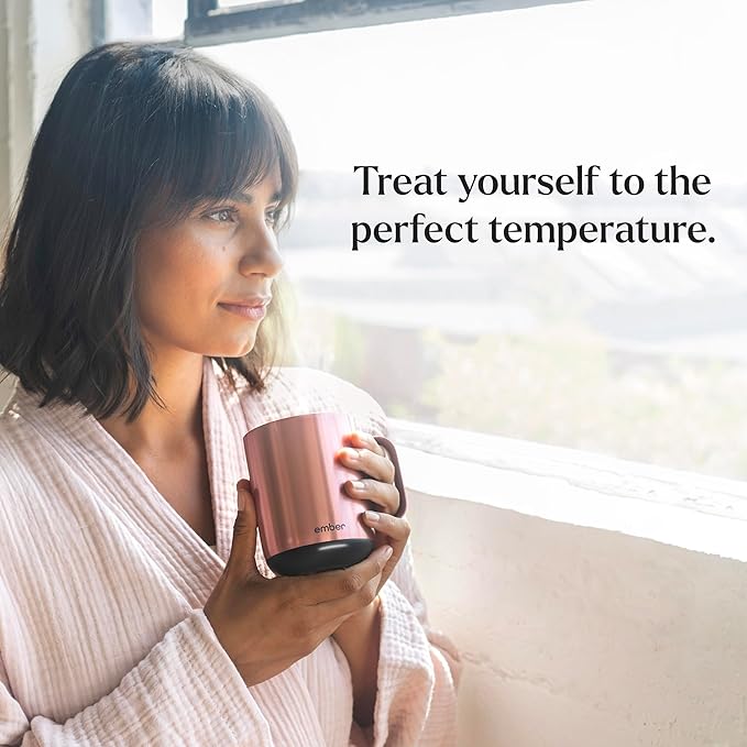 Ember Temperature Control Smart Mug 2, 10 Oz, App-Controlled Heated Coffee Mug with 80 Min Battery Life and Improved Design, Rose Gold
