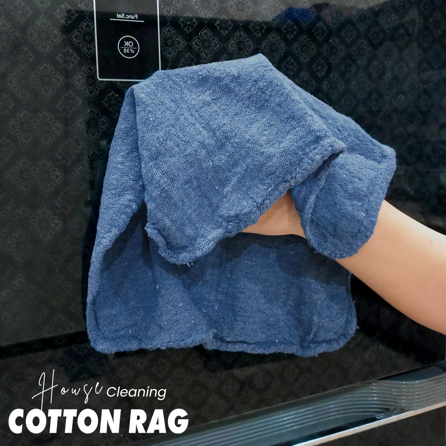 REED & PICK Cotton Shop Towels Blue – (Pack of 150) Size 14x14 Inches Cleaning Rags – Absorbent Shop Rags and Multipurpose Cleaning Towels for Automobiles, Industries, Garage and Homes