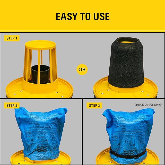 STANLEY Reusable Dry Filter Bag for 1-5 Gallon Wet/Dry Vacuum 25-1217, Compatible with SL18129, SL18130, SL18133, SL18136, SL18301-4B, SL18115P, SL18115, 3 Pack