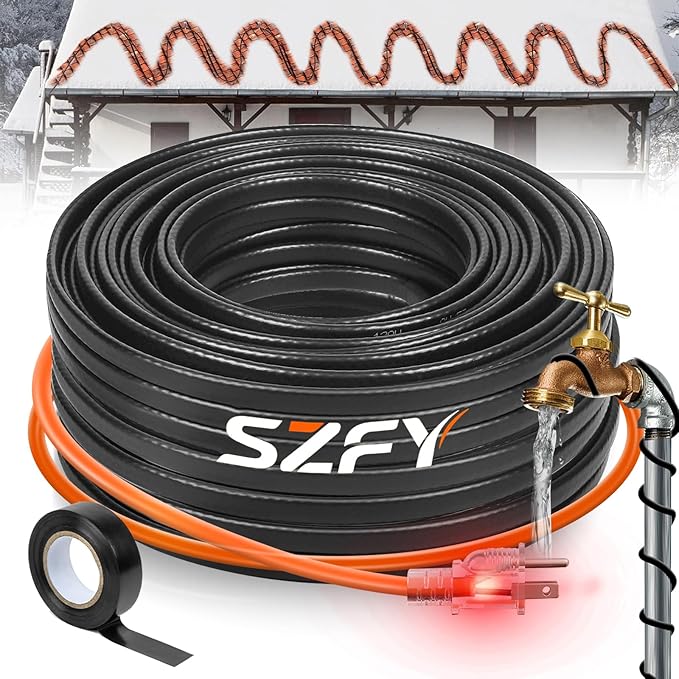 9FT Heat Tape for Water Pipes, -40°F Deicing Cable,Pipe Heating Cables for Roof,Gutter，Farm，Freeze Protetion Heat Trace Cable , Heated Water Hose,Plumbing Fixtures,120V 5W/FT
