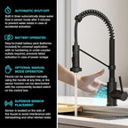 KRAUS Bolden Touchless Sensor Commercial Style 2-Function Single Handle Pull Down Kitchen Faucet in Matte Black, KSF-1610MB