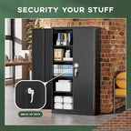 Greenvelly Metal Garage Storage Cabinet, 72” Lockable Storage Cabinet with Adjustable Shelves, Steel Tool Organizer for Home Office, Garage, School, Classroom(36" W x 18" D)