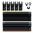 FEWELL 55PCS Oscillating Saw Blades, Universal Titanium Multitool Blades for Hard Materials, Metal, Wood, Plastic, Nails,Curved Edge Oscillating Saw Blades, Fits Most Tools