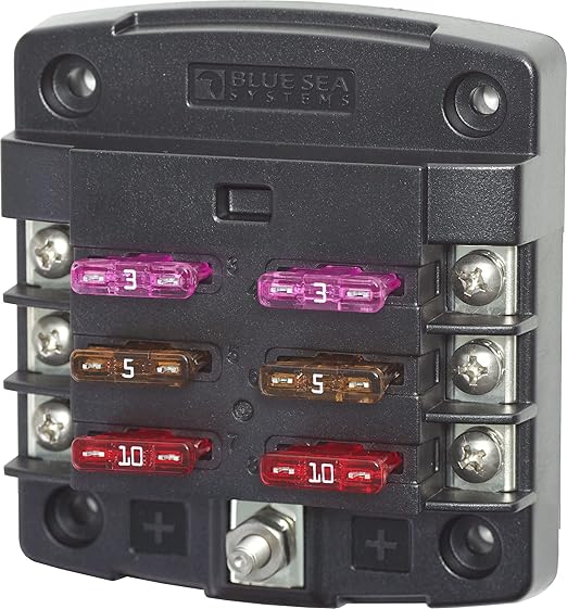 Blue Sea Systems 5033 ST Blade Fuse Block 6 Way Circuits, 100 Amps