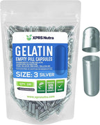 XPRS Nutra Size 3 Empty Capsules - 100 Count Empty Gelatin Capsules - Empty Pill Capsules - DIY Capsule Filling - Pure Bovine Pill Capsules Empty Gel Caps (Silver)
