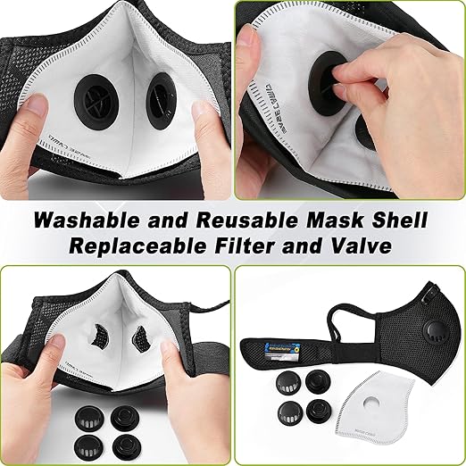 BASE CAMP M Plus Dust Face Mask with Extra 6 Activated Carbon Filters for Woodworking Construction Mowing Cycling (3)