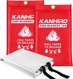 Emergency Fire Blanket for Home Kitchen - 2 Pack, 40 in X 40 in, KANHIRO 2.0 Emergency Silicone Fire Blanket