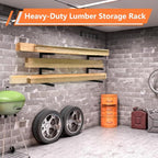 4 Pack Wood Organizer and Lumber Storage Rack Wall Mount, Heavy Duty Wood Storage Organizer Racks with 3-Level System for Garage, Workshop, Basement, Holds Up 220 LBS Per Level (Black)