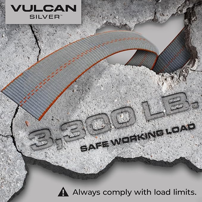 VULCAN Ultimate Axle Tie Down Kit - Silver Series Webbing - Includes (2) 22 Inch and (2) 36 Inch Axle Straps, (2) 96 Inch Snap Hook Ratchet Strap, and (2) 112 Inch Loop Tie Down Combinations