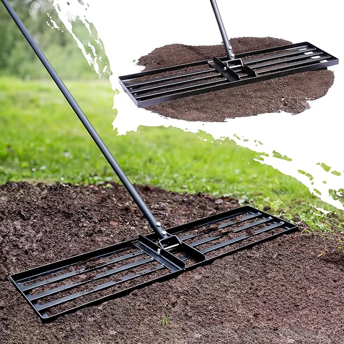 Jardineer Lawn Leveling Rake 45 Inches with 72 Inches Long Handle, Yard Leveling Rakes for Grass Soil, Lawn Leveler Rake Heavy Duty, Ground Dirt Leveler for Yard