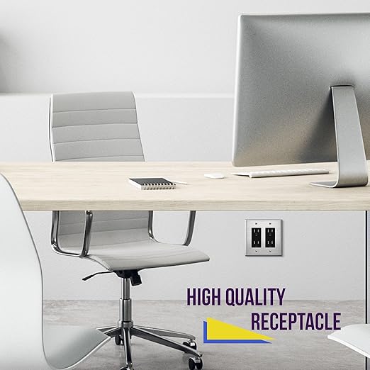 ENERLITES 20 Pack Black Decorator Receptacle, Standard Electrical Wall Outlet, 15A 125V, Self-Grounding, 2-Pole, 3-Wire, 5-15R, UL Listed, 61502-TR-BK, Tamper Resistant