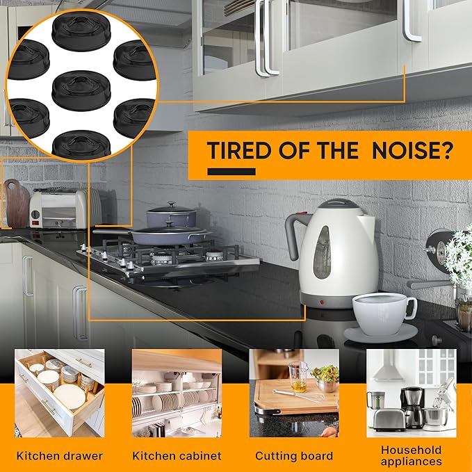 128 Self Adhesive Cabinet Door Bumpers – Sticky Black Silicone Rubber Pads for Furniture Drawers, Kitchen Cabinets, Decor, Wall Protection – Vellax