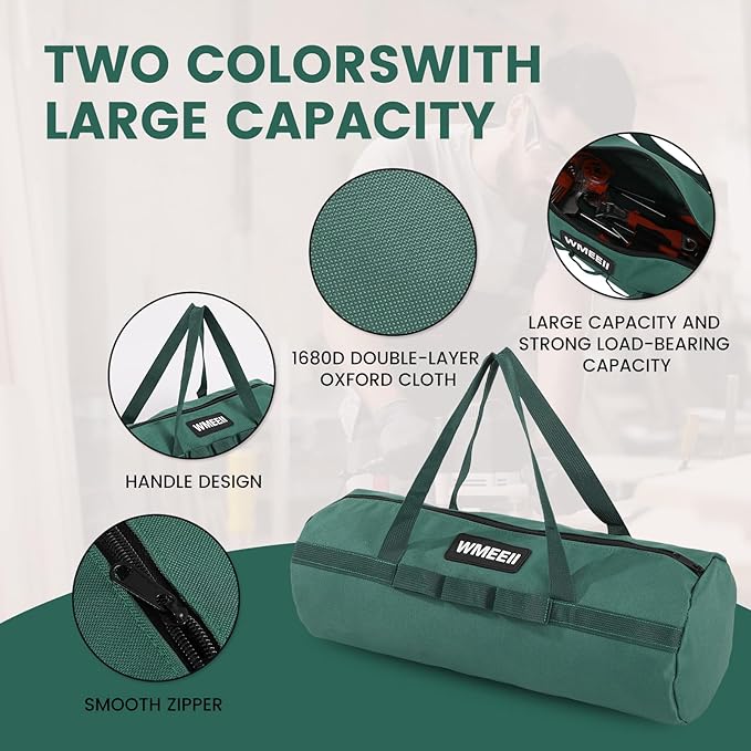 Tool Bag (2-Pack), Round Bucket tool bag organizer,Garden tool bag, Outer knitted lanyard, Heavy-Duty 1680D Oxford Fabric, for camping storage,Hiking,BBQ Tool Storage(by WMEEII)