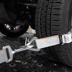 VULCAN Complete Axle Strap Tie Down Kit with Snap Hook Ratchet Straps - Silver Series Webbing - Includes (4) 22 and (4) 36 Inch Axle Tie Downs, and (4) 8' Snap Hook Straps
