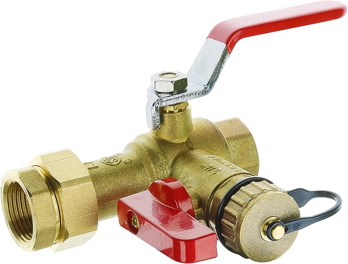 HYDRO MASTER Tankless Water Heater Service Valve Kit with Pressure Relief Valve 3/4-Inch IPS Isolator Clean Brass