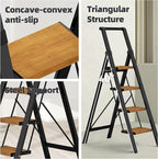 HillhutApex Step Ladder, Aluminum Lightweight Folding 4 Step Stool with Anti-Slip Wide Pedal, 330lbs Capacity Steel Ladder for Household and Office