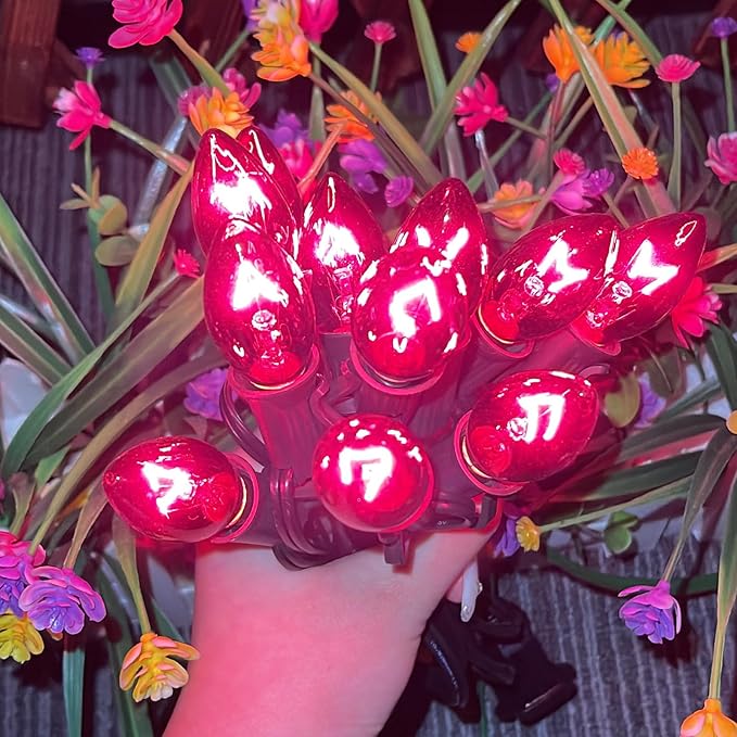 25 Pack C7 Halloween Black Replacement Bulbs, 5W Dark Purple Light Bulbs Perfect for Indoor/Outdoor Halloween, Christmas and Party String Lights C7/E12 Candelabra Base