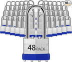 Padlocks Keyed Alike, Pack of 48, Laminated Steel Keyed Lock (1-9/16", 40mm), Padlocks with Same Key, Long Shackle, for Toolbox, Locker & StorageUnit or More