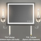 Brushed Nickel Bathroom Vanity Light, Wall Sconces Set of 2 with Knurled Texture, Chrome Silver Wall Lamps with Clear Glass Shade, Modern Industrial Bathroom Lighting Fixtures Over Mirror