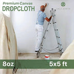 Canvas Drop Cloth Salt Earth Pack of 2 Reusable Cloth for Outdoor & Indoor, 100% Recycled Cotton Nature Friendly, All purpose Washable Cotton Canvas Cover for Painter Floor & Furniture Protection(5x5)