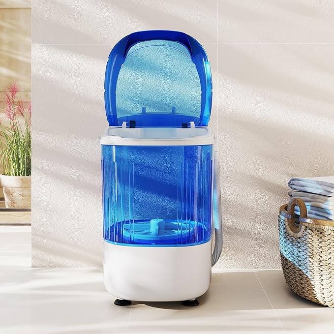 Giantex Portable Mini Washing Machine, 5.5 lbs Capacity Small Compact Laundry Washer with Spin Tub & Drain Hose, Semi-automatic Washer Machine for Apartment Dorms RV Home (Blue)