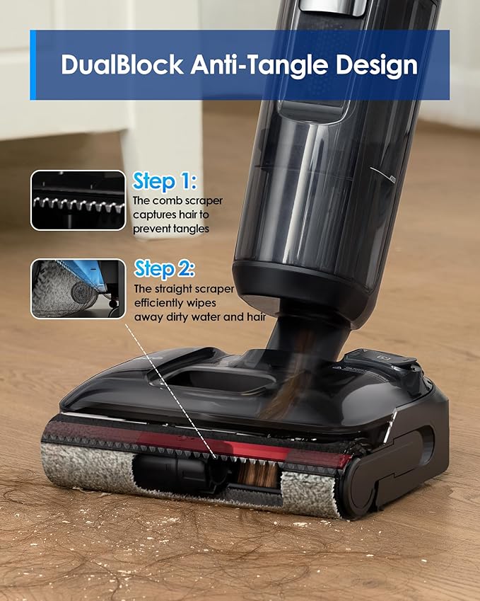 Tineco Floor ONE S7 Stretch Ultra Cordless Wet Dry Vacuum Cleaner, 180°Lay-Flat Anti-Tangle Design, 50 Minutes Runtime, 185℉ Flashdry Self-Cleaning, Dual-Sided Edge Cleaning Floor Cleaner