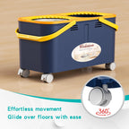 2025 Upgraded Gen 1 Mop and Bucket with 360° Swivel Wheels for Easy Rolling, Clean & Dirty Water Separation, Hands-Free Wringer, 6 Microfiber Mop Heads for Wood, Tile, and Floor Cleaning – Blue/Yellow