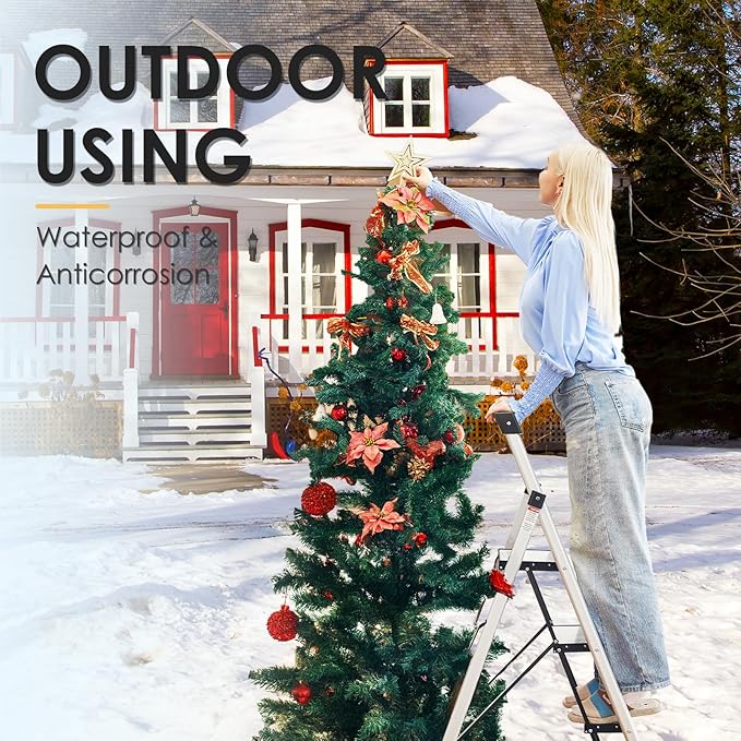 HBtower 5 Aluminum Step Ladder, Strudy Ladders for Home with Tool Tray, Anti-Slip Folding Step Stool for Adults, Light Weight Portable 330lbs Safety for Kitchen Warehouse Outdoor Work