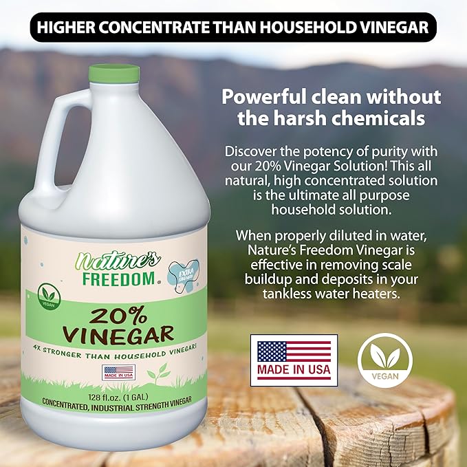 Tankless Water Heater Flush Kit with Gallon Concentrated Vinegar, Dilutes to 4 Gallons