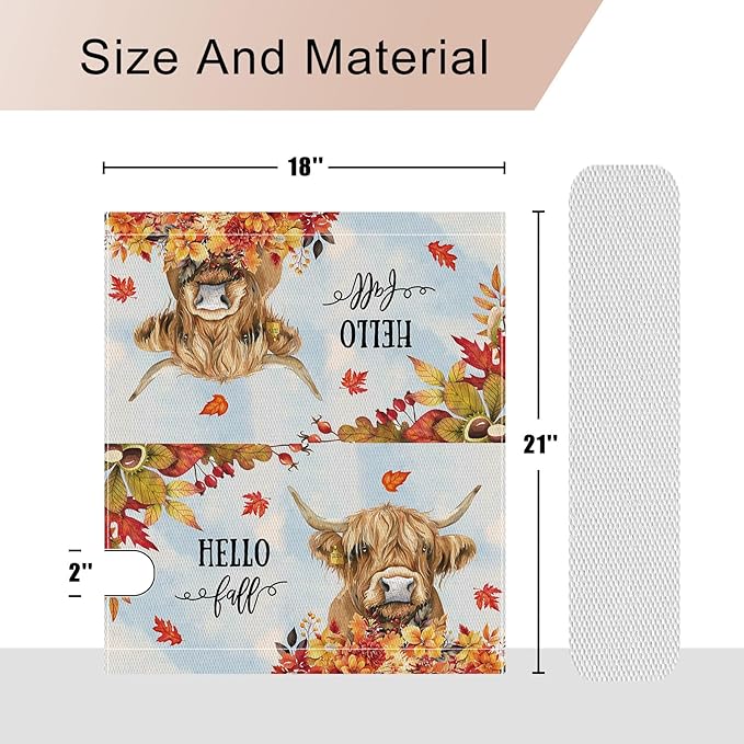 Fall Highland Cow Mailbox Cover Magnetic Standard Size 21x18 Inch Autumn Decorative Post Letter Box Wrap Decor Garden Yard Decoration