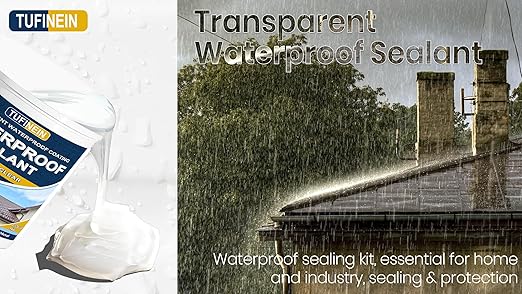 Transparent Waterproof Coating, TUFINEIN 1.32 Gallon Invisible Waterproof Agent Indoor & Outdoor Sealant Water-Based Clear Sealant Roofs, Walls, Garden, Terraces