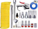WYNNsky Air Compressor Kit, 1/4 Inch NPT Air Tool Kit with 1/4 Inch x 25Ft Coil Nylon Hose/Tire Gauge - 20 Pieces
