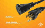 Woods Light Duty Extension Cord - Indoor Power Solution for Office & Household Use - SJTW Extension Cord - 16 Gauge - 3 Conductor - 25 Feet - Black (Pack of 12)