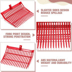 Lasnten Manure Fork Replacement Head, 18 Tines Pitchfork Head with Screws and Nuts, Horse Manure Rake for Picking up Grass and Hay(Red,2 Pcs)