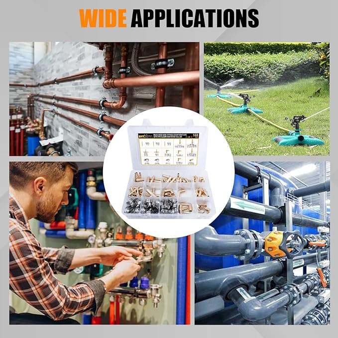 168Pcs Hose Barb Fuel Line Fittings Assortment Kit Barb Splice/Coupler/Female Adapter/Tee/90°Male Elbow Thread 1/8" 3/16" 1/4" 5/16" 3/8" 1/2" Air Hose Fitting with Pipe Clamps for Fuel