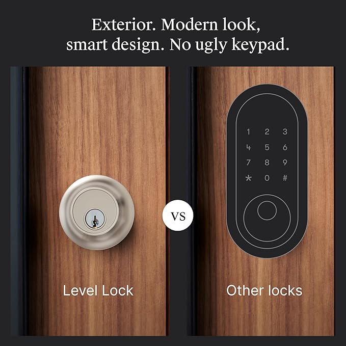 Level Lock (Matter) Smart Lock - World's Smallest, Most Beautifully Designed Matter-Over-Thread Deadbolt - Level App for iOS & Android | Works with Apple Home (Satin Nickel)