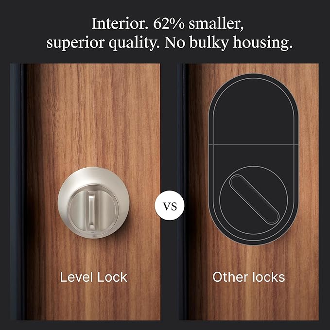 Level Lock (Matter) Smart Lock - World's Smallest, Most Beautifully Designed Matter-Over-Thread Deadbolt - Level App for iOS & Android | Works with Apple Home (Satin Nickel)
